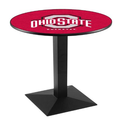 HBS L217-42" Black Wrinkle Ohio State Pub Table by Holland Bar Stool Co.