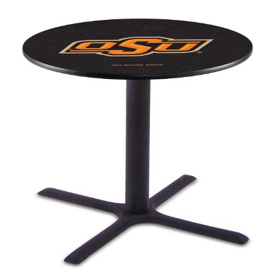 HBS L211-42" Black Wrinkle Oklahoma State Pub Table by Holland Bar Stool Co.