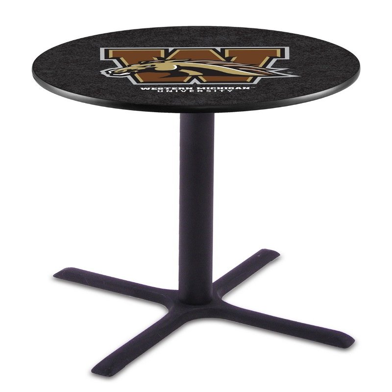 HBS L211-36" Black Wrinkle Western Michigan Pub Table by Holland Bar Stool Co.