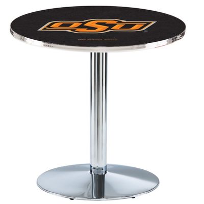 HBS L214-42" Chrome Oklahoma State Pub Table by Holland Bar Stool Co.
