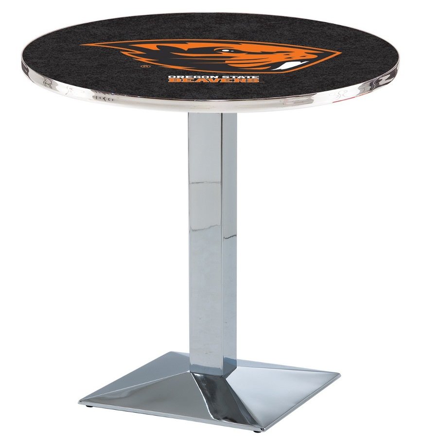 HBS L217-42" Chrome Oregon State Pub Table by Holland Bar Stool Co.