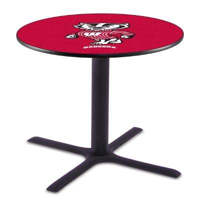 HBS L211-36" Black Wrinkle Wisconsin Badger Pub Table by Holland Bar Stool Co.