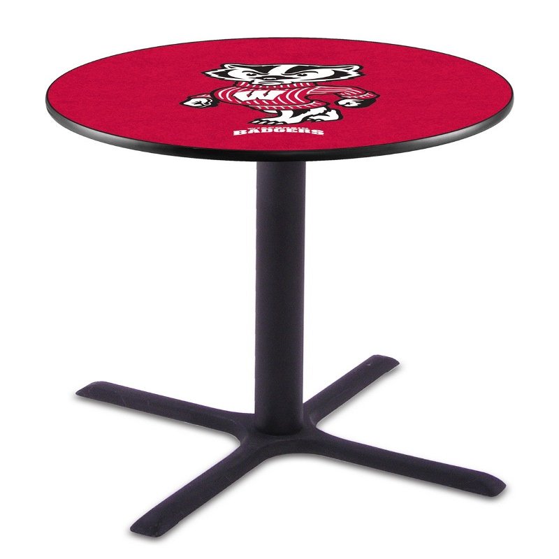 HBS L211-36" Black Wrinkle Wisconsin Badger Pub Table by Holland Bar Stool Co.