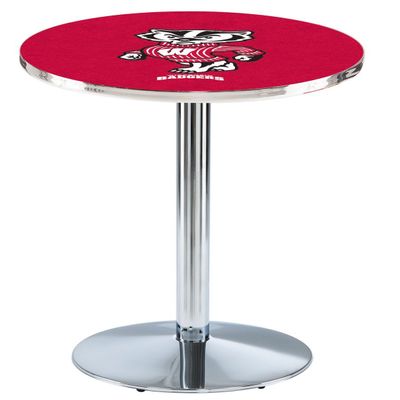 HBS L214-42" Chrome Wisconsin Badger Pub Table by Holland Bar Stool Co.
