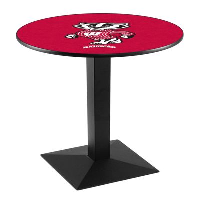 HBS L217-36" Black Wrinkle Wisconsin Badger Pub Table by Holland Bar Stool Co.