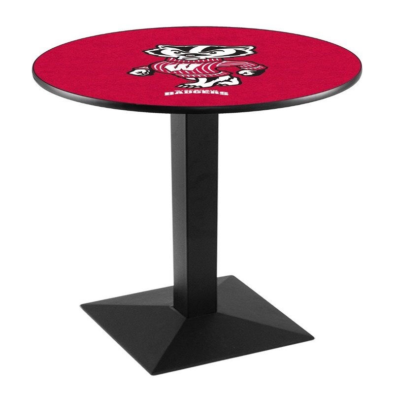HBS L217-36" Black Wrinkle Wisconsin Badger Pub Table by Holland Bar Stool Co.