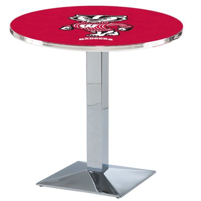 HBS L217-36" Chrome Wisconsin Badger Pub Table by Holland Bar Stool Co.