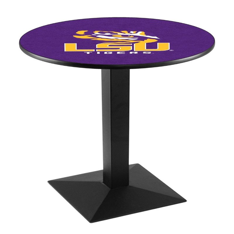 HBS L217-36" Black Wrinkle Louisiana State Pub Table by Holland Bar Stool Co.