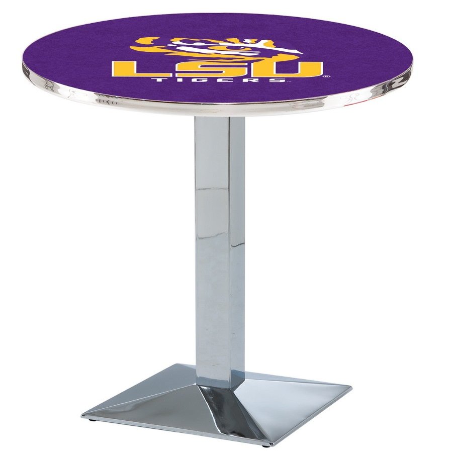 HBS L217-36" Chrome Louisiana State Pub Table by Holland Bar Stool Co.