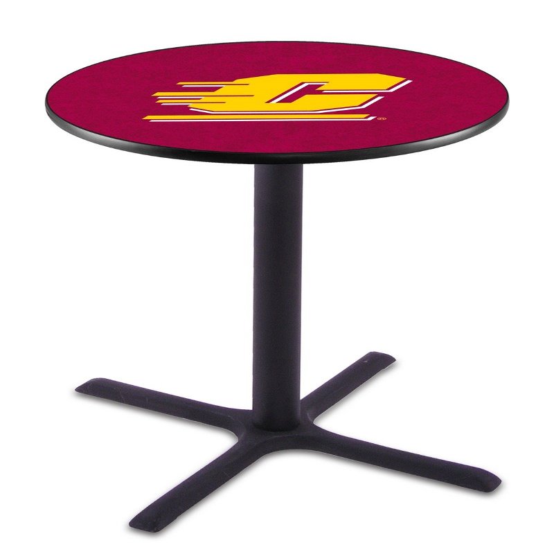 HBS L211-42" Black Wrinkle Central Michigan Pub Table by Holland Bar Stool Co.
