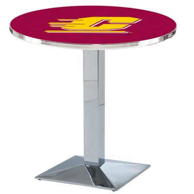 HBS L217-42" Chrome Central Michigan Pub Table by Holland Bar Stool Co.