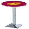 HBS L217-42" Chrome Central Michigan Pub Table by Holland Bar Stool Co. view 1