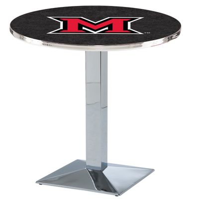 HBS L217-42" Chrome Miami (OH) Pub Table by Holland Bar Stool Co.