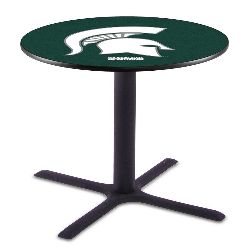 HBS L211-42" Black Wrinkle Michigan State Pub Table by Holland Bar Stool Co.