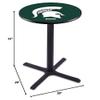 HBS L211-42" Black Wrinkle Michigan State Pub Table by Holland Bar Stool Co. view 2