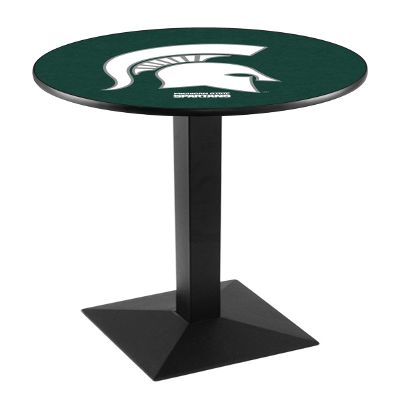 HBS L217-42" Black Wrinkle Michigan State Pub Table by Holland Bar Stool Co.