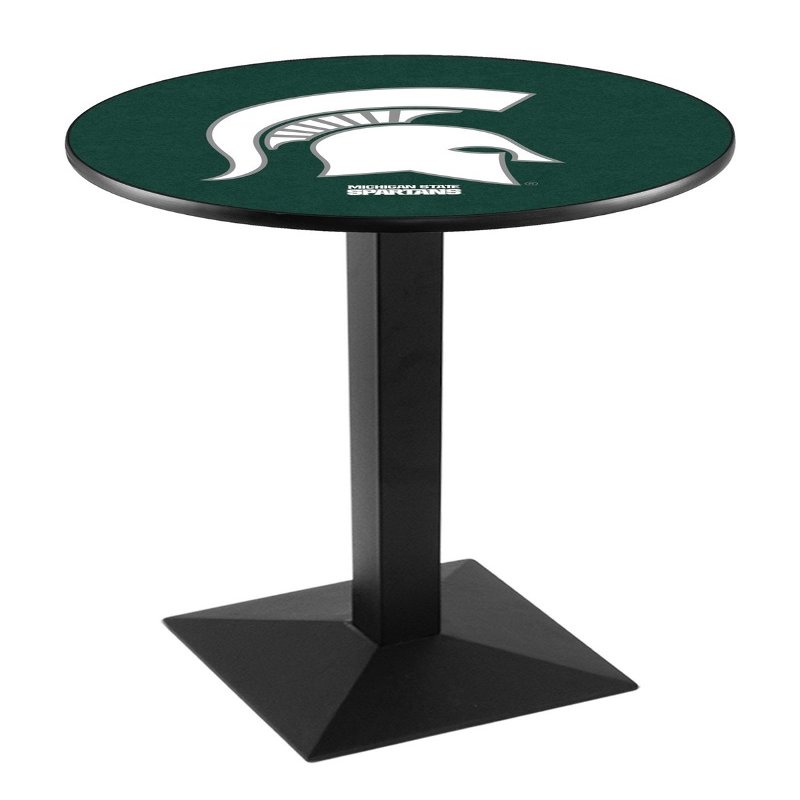 HBS L217-42" Black Wrinkle Michigan State Pub Table by Holland Bar Stool Co.