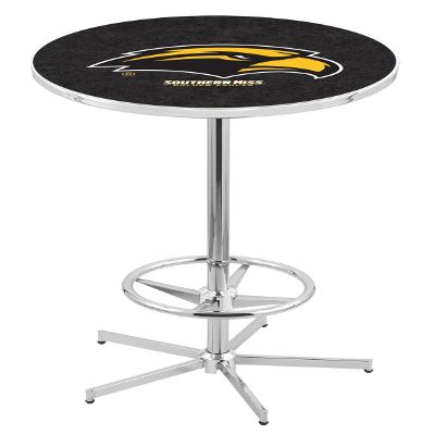 HBS L216-42" Chrome Southern Miss Pub Table by Holland Bar Stool Co.