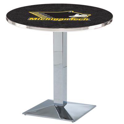 HBS L217-42" Chrome Michigan Tech Pub Table by Holland Bar Stool Co.