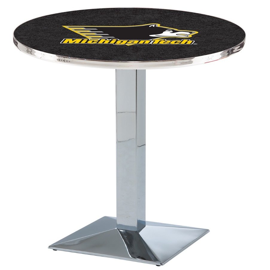 HBS L217-42" Chrome Michigan Tech Pub Table by Holland Bar Stool Co.