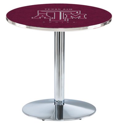 HBS L214-42" Chrome Texas A&M Pub Table by Holland Bar Stool Co.