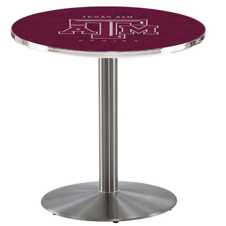 HBS L214-42" Stainless Steel Texas A&M Pub Table by Holland Bar Stool Co.