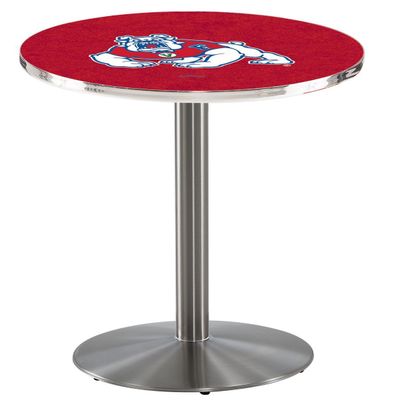HBS L214-36" Stainless Steel Fresno State Pub Table by Holland Bar Stool Co.