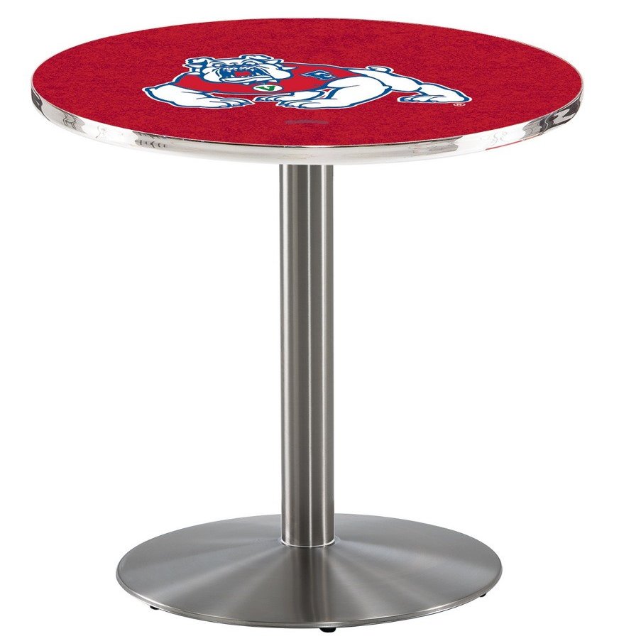 HBS L214-36" Stainless Steel Fresno State Pub Table by Holland Bar Stool Co.