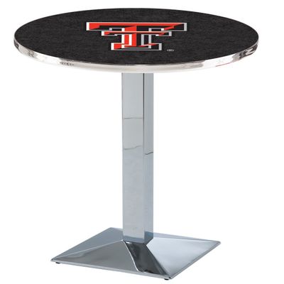 HBS L217-36" Chrome Texas Tech Pub Table by Holland Bar Stool Co.