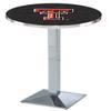 HBS L217-36" Chrome Texas Tech Pub Table by Holland Bar Stool Co. view 1