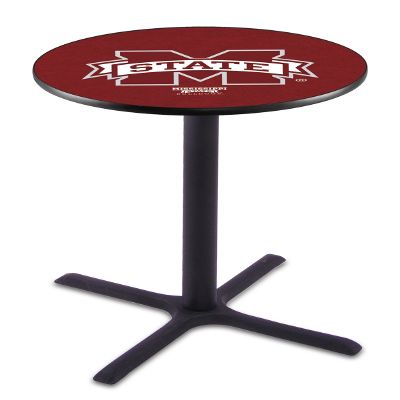HBS L211-36" Black Wrinkle Mississippi State Pub Table by Holland Bar Stool Co.