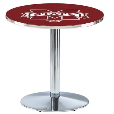 HBS L214-42" Chrome Mississippi State Pub Table by Holland Bar Stool Co.