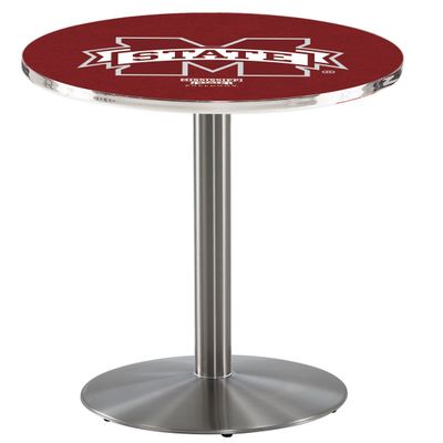 HBS L214-36" Stainless Steel Mississippi State Pub Table by Holland Bar Stool Co.