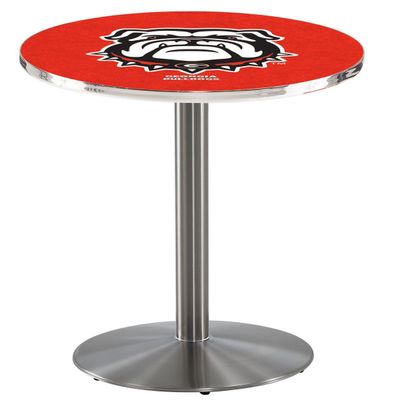 HBS L214-42" Stainless Steel Georgia Bulldog Pub Table by Holland Bar Stool Co.