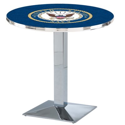 HBS L217-36" Chrome U.S. Navy Pub Table by Holland Bar Stool Co.