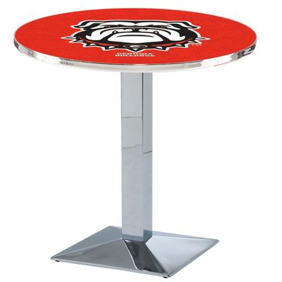 HBS L217-42" Chrome Georgia Bulldog Pub Table by Holland Bar Stool Co.