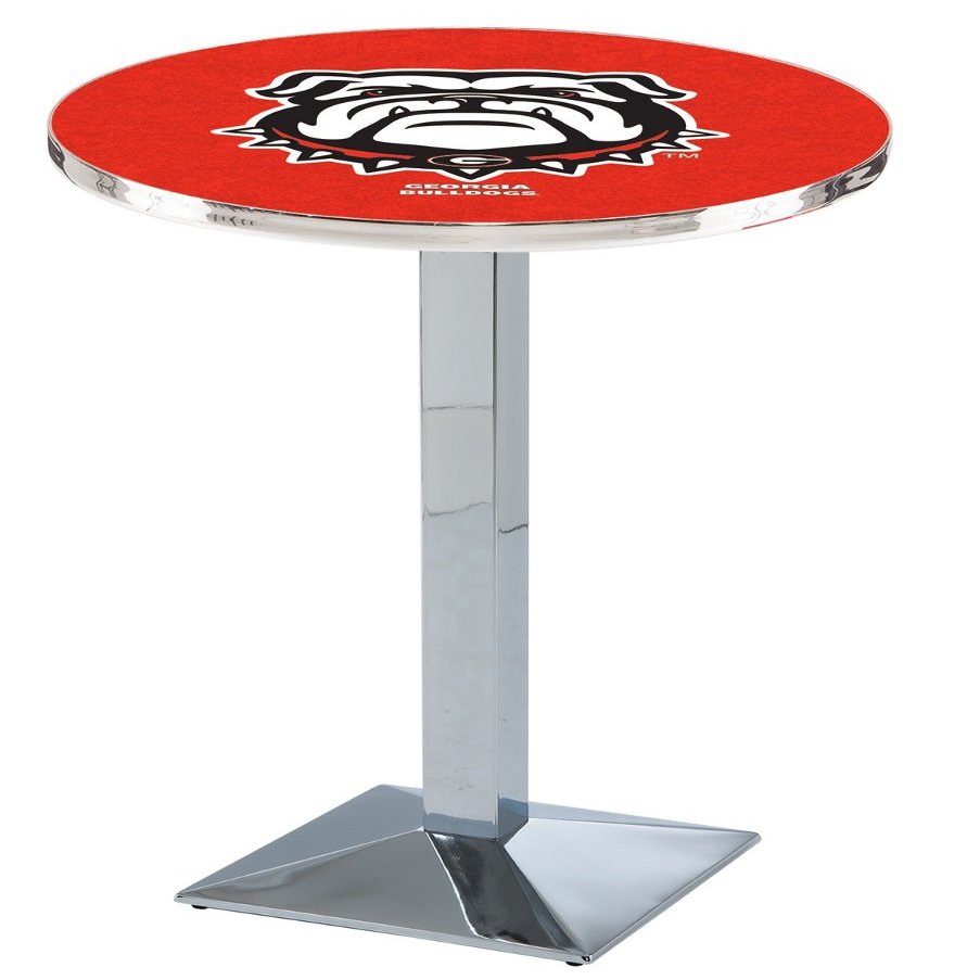 HBS L217-42" Chrome Georgia Bulldog Pub Table by Holland Bar Stool Co.