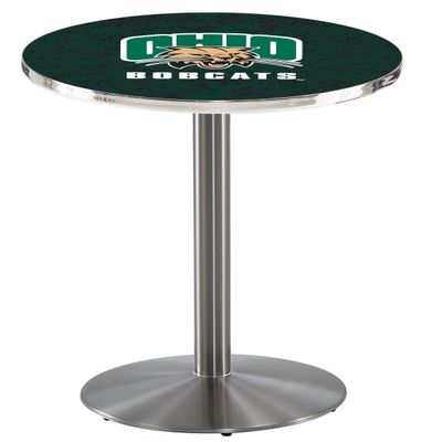 HBS L214-36" Stainless Steel Ohio University Pub Table by Holland Bar Stool Co.