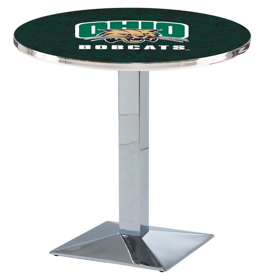 HBS L217-36" Chrome Ohio University Pub Table by Holland Bar Stool Co.