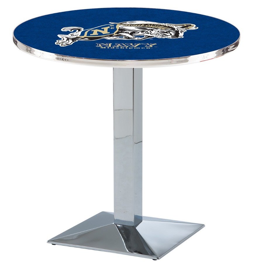 HBS L217-42" Chrome US Naval Academy (Navy) Pub Table by Holland Bar Stool Co.