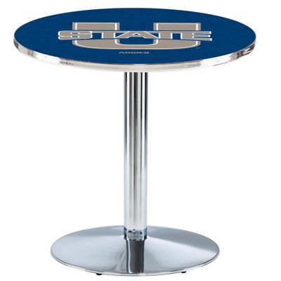 HBS L214-36" Chrome Utah State Pub Table by Holland Bar Stool Co.