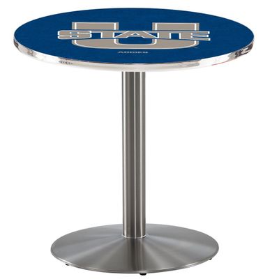 HBS L214-42" Stainless Steel Utah State Pub Table by Holland Bar Stool Co.