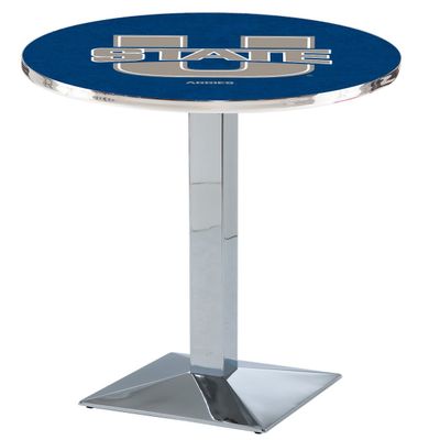 HBS L217-42" Chrome Utah State Pub Table by Holland Bar Stool Co.
