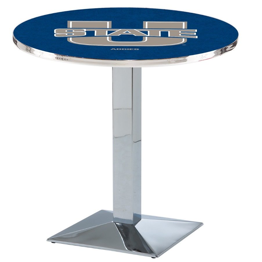 HBS L217-42" Chrome Utah State Pub Table by Holland Bar Stool Co.