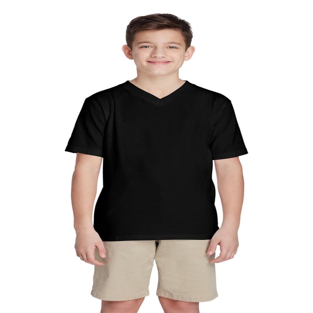 French Toast Boys Short Sleeve V-Neck Tee T Shirt, Black, 4 US