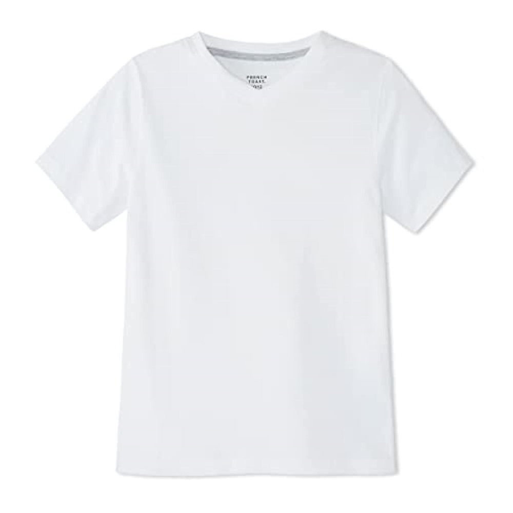 French Toast Boys Short Sleeve V-Neck Tee T Shirt, White, 3 US
