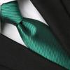 KissTies Christmas Green Tie Set Striped Necktie + Pocket Square + Gift Box view 2