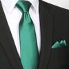 KissTies Christmas Green Tie Set Striped Necktie + Pocket Square + Gift Box view 3