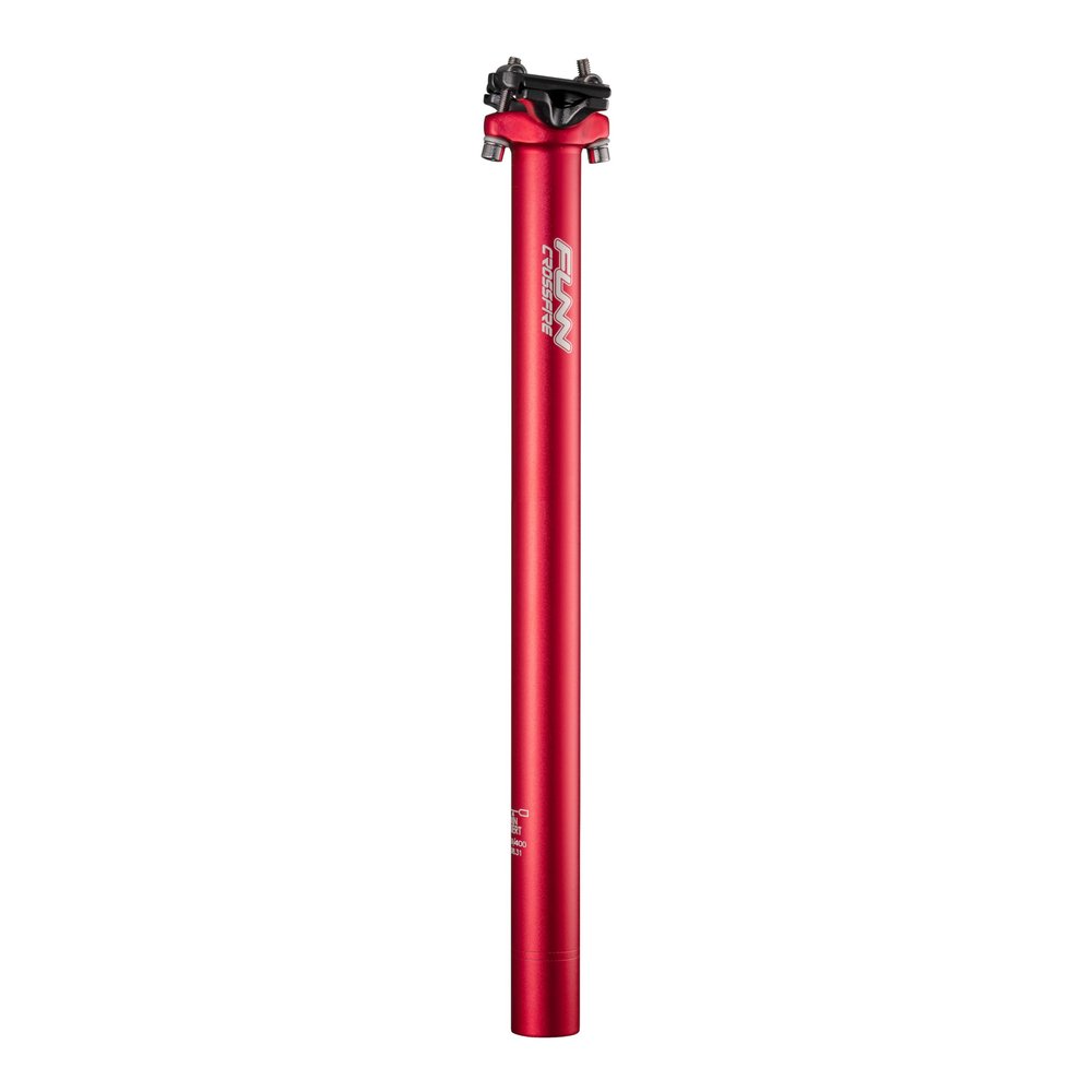 Funn Crossfire Bike Seat Post, Length 400mm, Diameter 31.6mm, Aluminum Alloy AL6061, 3D Forged, One Piece Head and Shaft (Blast Red)