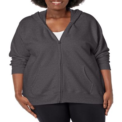 JUST MY SIZE womens Comfortsoft Ecosmart Fleece Full-zip Women's athletic hoodies, Slate Heather, 1X US